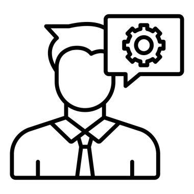 businessman with gear line icon, outline vector illustration