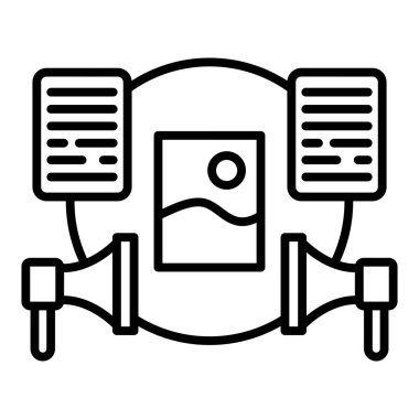 news icon vector isolated on white background, movie transparent sign, line and outline elements in linear style