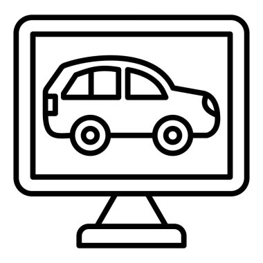 car icon. outline illustration of computer vector and editable stroke icons for web