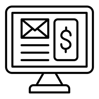 e-mail icon. outline illustration of laptop vector icons for web
