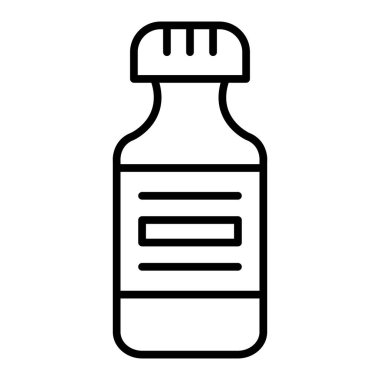 İlaç şişesi ikonu. Tıbbi eczane vektör illüstrasyon sembolünü özetle.