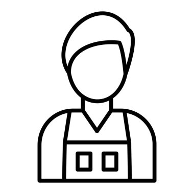 Şapka ikonlu adam. Web için işçi vektör simgelerinin özet çizimi