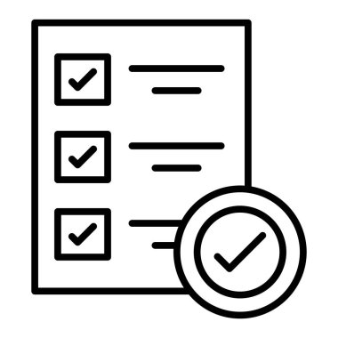 Kontrol listesi simgesi. Web için işaretleme vektör simgelerinin basit illüstrasyonu