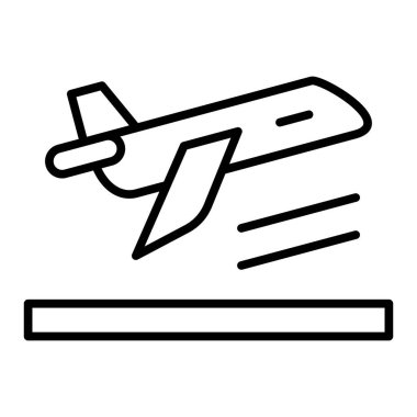 airplane icon vector. outline hand holding plane sign. isolated contour symbol illustration