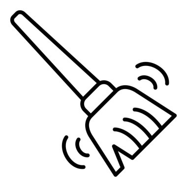 hand holding broom icon. outline mop cleaning vector symbol for web design isolated on white background