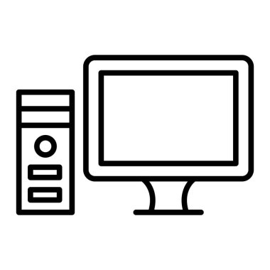 computer monitor icon. outline desktop pc vector icons for web design isolated on white background