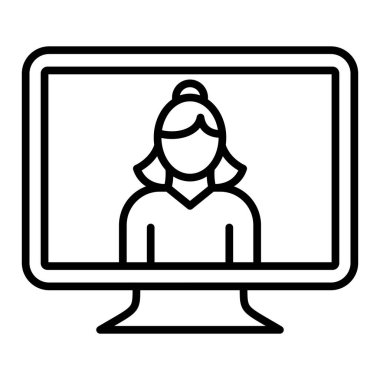 online education vector icon. outline illustration of laptop computer monitor. isolated on white background