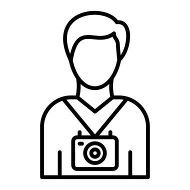 camera icon vector isolated on white background, man avatar transparent sign, linear concept, web design, mobile