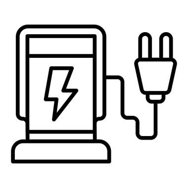 Elektrik prizi ikonu vektörü. İnce çizgi işareti. izole edilmiş sınır sembolü çizimi