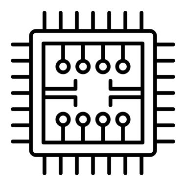 circuit board icon. outline microchip processor vector illustration symbol.