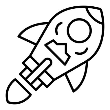 line drawing of a rocket icon. outline vector illustration.