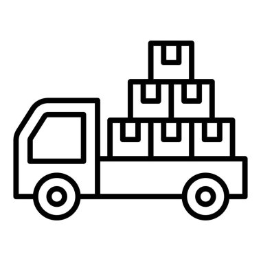delivery truck icon. outline transportation shipping vector illustration. isolated on white background