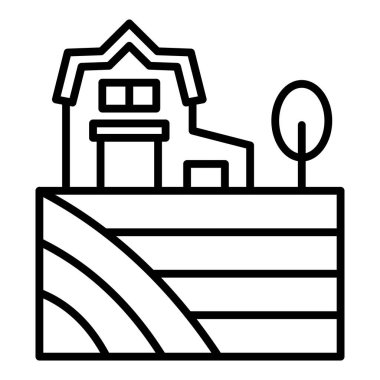 vector illustration of farm and building icon. fit for agriculture and gardening theme.