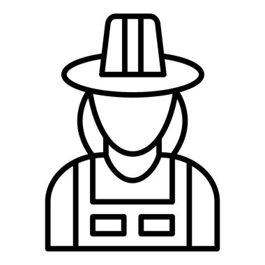 farmer with hat icon. outline of cowboy vector illustration.