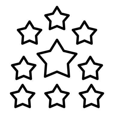 Yıldız simgesi. Beyaz arkaplanda izole edilmiş yıldız vektör simgelerinin düz çizimi