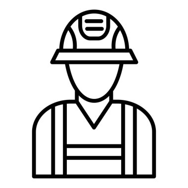 construction worker icon. outline builder with helmet vector sign for web design isolated on white background