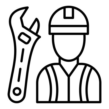 outline vector illustration of construction worker