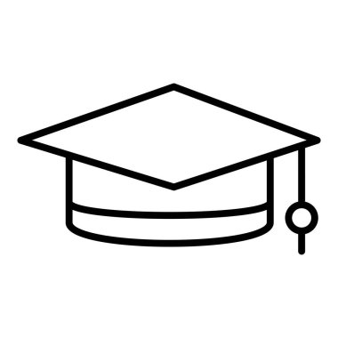 Mezuniyet şapkası ikonu. Web için hat vektör simgelerinin özet çizimi