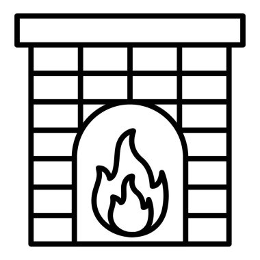 Şömine. Web simgesi basit illüstrasyon