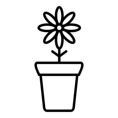 flower pot icon. outline potted plant vector illustration on white background