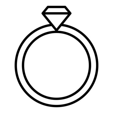 Elmas yüzük ikonu. Web için alyans vektör simgelerinin özet çizimi