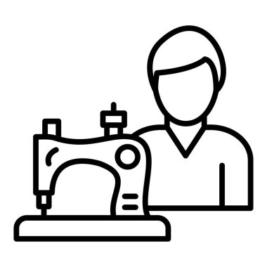 sewing machine icon. outline illustration of tailor vector symbol. isolated contour style