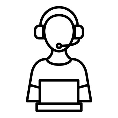 Kulaklık ve kulaklık vektör illüstrasyon tasarımlı çağrı merkezi operatörü