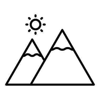 Beyaz arkaplanda izole edilmiş dağ simgesi, vektör illüstrasyonu