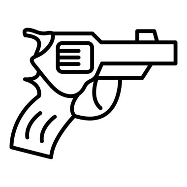 Beyaz arkaplanda izole edilmiş ana hatlı silah simgesi. silah sembolü illüstrasyonu.