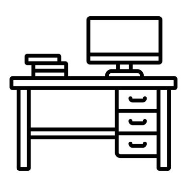 ofis masa simgesi vektör illüstrasyonu