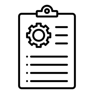 Liste simgesi olan pano. Web için belge vektör simgelerinin özet çizimi