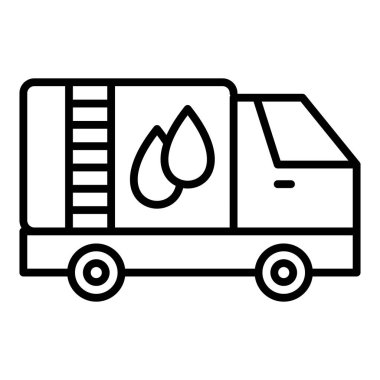 truck with fuel icon vector. outline delivery van sign. isolated contour symbol illustration