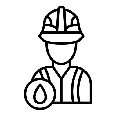 worker with helmet icon. outline builder with toolbox vector sign for web design isolated on white background