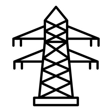 Beyaz arkaplanda izole edilmiş elektrik kulesi simgesi. güç sembolü çizimi