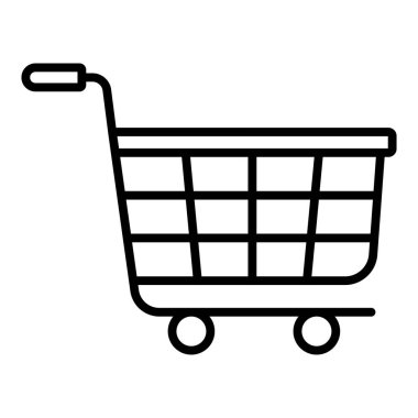 Alışveriş arabası ikonu. siyah ve beyaz vektör çizimi