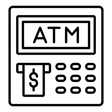 atm terminal icon. outline illustration of cash vector and fill icons for web