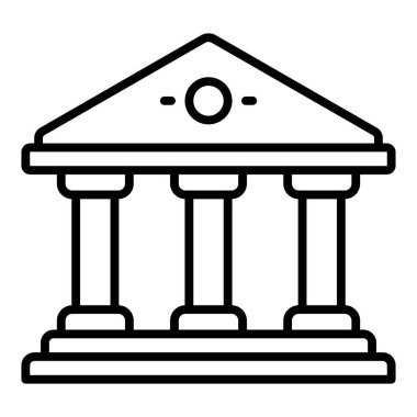 Banka binası ikonu. Web için adliye vektör simgelerinin özet çizimi
