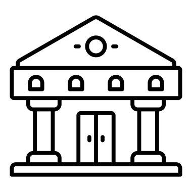 Banka binası ikonu. Web için müze vektör simgelerinin özet çizimi