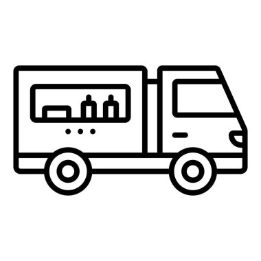 delivery truck icon. outline transportation van vector illustration symbol for web design isolated on white background
