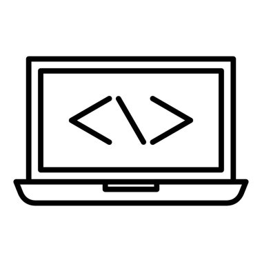 computer keyboard icon. outline vector illustration pictogram for web design isolated on white background