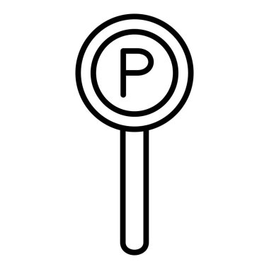 parking sign icon. thin line symbol. black contour.