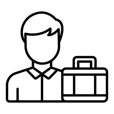 businessman with suitcase line icon, vector illustration