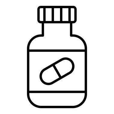 medical bottle icon. outline pharmacy vector illustration symbol.