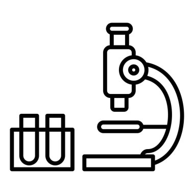 Mikroskop ikon vektörü. İnce çizgi işareti. İzole edilmiş kontür sembolü gösterimi