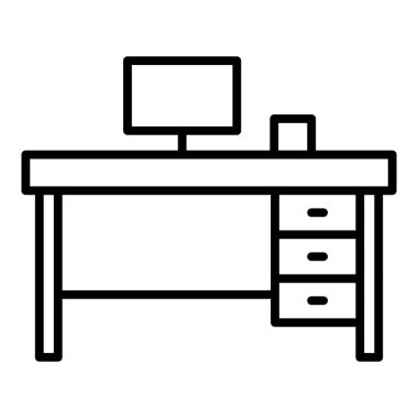 Ofis masası ikonu. vektör illüstrasyonu