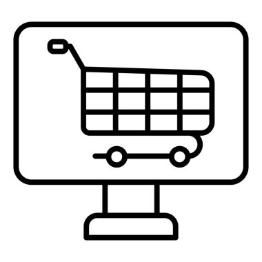 shopping cart icon. outline illustration of laptop vector icons for web