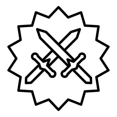 crossed swords icon. outline symbol of medieval vector icons for web design isolated on white background