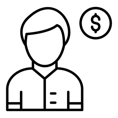 businessman with dollar line icon