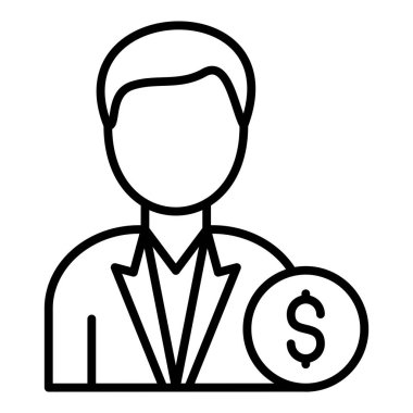 Para simgesi vektör illüstrasyonuna sahip iş adamı