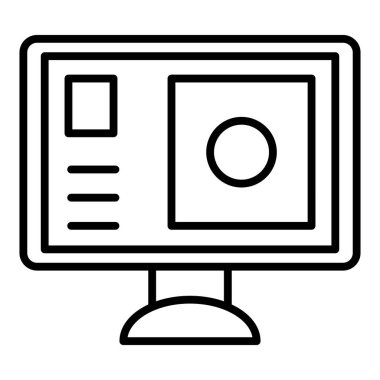 video camera icon. outline monitor with laptop and mouse vector design